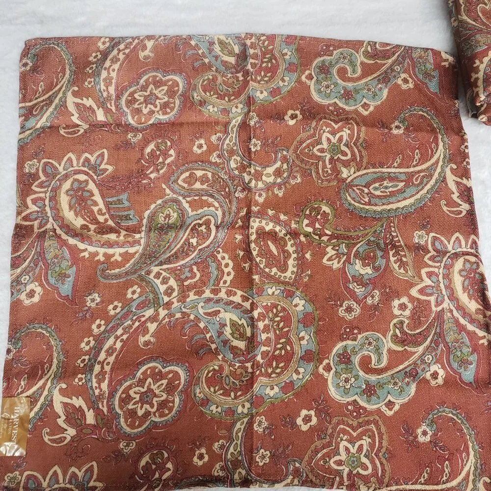 Harvest Season Nutmeg Paisley Boho Thanksgiving Holiday Dinner Napkins x4 NWT